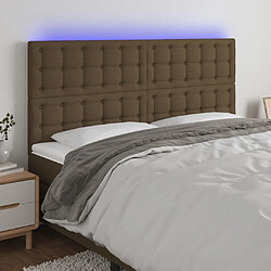 Maison Chic Tête de lit scandinave à LED,meuble de chambre Marron foncé 180x5x118/128 cm Tissu -MN96878