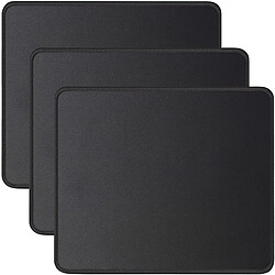 Universal Tapis de souris, 3 paquet de souris avec bord cousu, coussinets de souris à base en caoutchouc non glissant, coussinets de souris noirs lavables en vrac avec tissu lycra pour le jeu, à la maison et