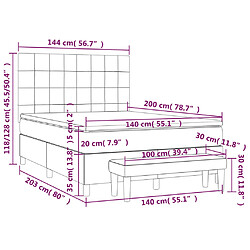 vidaXL Sommier à lattes de lit et matelas Gris clair 140x200cm Velours pas cher