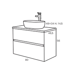 Pegane Ensemble de salle de bain coloris taupe avec vasque à poser + miroir + colonne - Longueur meuble 80 x Profondeur 46 x Hauteur 56 cm pas cher