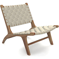 ICONIK INTERIOR Chaise style Boho Bali en bois et lin - Recia Taupe