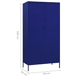 vidaXL Garde-robe Bleu marine 90x50x180 cm Acier pas cher