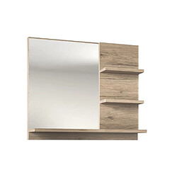 Vente-Unique Miroir de salle de bain rectangulaire avec tablettes de rangement - Coloris naturel clair - L60 x H50 cm - LAURINE II 