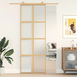 vidaXL Porte coulissante doré 76x205 cm verre ESG dépoli et aluminium 