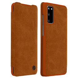 Housse Samsung Galaxy S20 Étui Porte-carte Cuir Véritable Qin Nillkin Marron 