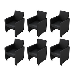 vidaXL Chaises à manger lot de 6 noir similicuir