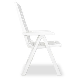 Maison Chic Lot de 4 Chaises inclinables de jardin - Fauteuil d'extérieur Plastique Blanc -MN79964 pas cher