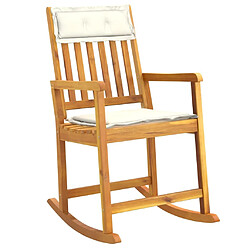 Maison Chic Chaise à bascule avec coussin | Fauteuil à bascule Rocking chairs bois massif d'acacia -GKD91592