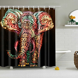 Rideau de douche Rideau de Douche Polyester Imperméable avec 12 Crochets Motif Grand Eléphant Fantastique