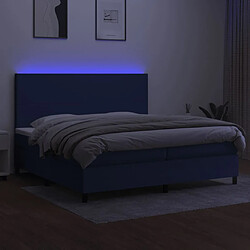 Avis vidaXL Sommier à lattes de lit et matelas et LED Bleu 200x200 cm Tissu