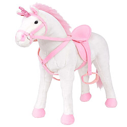 vidaXL Jouet en peluche Licorne Blanc et rose XXL