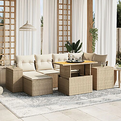 vidaXL Salon de jardin avec coussins 7 pcs beige résine tressée 