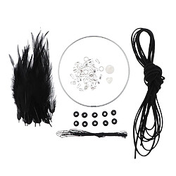 Kits Matériel Dream Catcher DIY Boucle En Fer, Cordon En Daim, Plume, Perles Noires