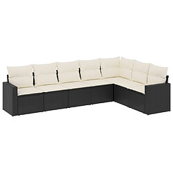 vidaXL Salon de jardin 7 pcs avec coussins noir résine tressée