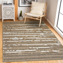 Thedecofactory JUTE RELIEF LINEA - Tapis effet jute à motif géométrique en relief blanc et noir 198x290 pas cher