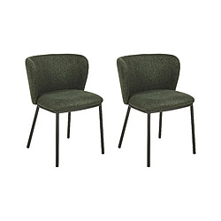 Beliani Chaise de salle à manger Set de 2 Tissu Vert foncé MINA