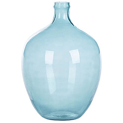 Beliani Vase décoratif ROTI fait à la main Verre 39 cm Bleu clair 