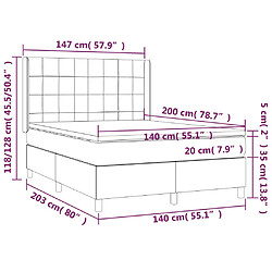 Acheter vidaXL Sommier à lattes de lit matelas et LED Crème 140x200 cm Tissu