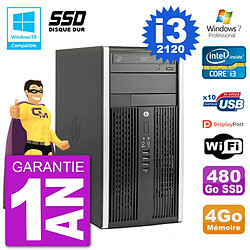 PC HP 6300 MT Intel Core I3-2120 RAM 4Go SSD 480Go Graveur DVD Wifi W7 · Occasion 