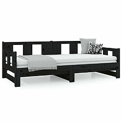 Maison Chic Lit d'appoint Noir Bois de pin solide 2x(80x200)cm,Lit coulissant Lit de repos -GKD13333 pas cher