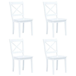 Decoshop26 Lot de 4 chaises de salle à manger cuisine design classique blanc bois d'hévéa massif CDS021227 