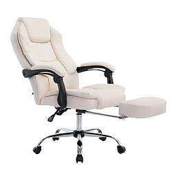 Decoshop26 Fauteuil de bureau ergonomique en synthétique crème avec repose-pieds et accoudoirs BUR10377 