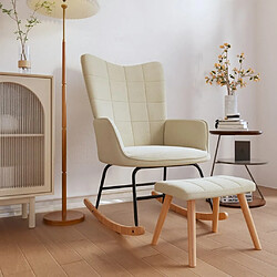 Maison Chic Chaise à bascule avec tabouret | Fauteuil Relax Crème Tissu -GKD11971