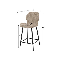 Lisa Design Dahi - lot de deux tabourets de bar - support lombaire - en tissu bouclette blanc pas cher