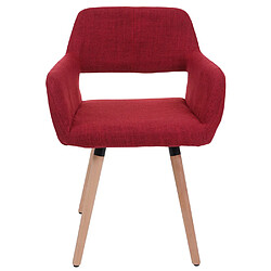 Decoshop26 Chaise de salle à manger bureau visiteur sans roulette design rétro en tissu rouge pied en métal 04_0002155