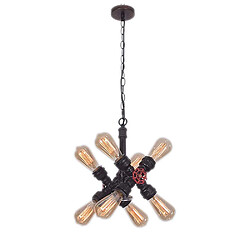 Stoex Applique Murale Tuyau d'Eau Suspension Lampe Loft Métal avec 8 Tête Lampe à Douille E27 American Style Rétro Industrielle Éclaira Applique Murale Tuyau d'Eau Suspension Lampe Loft Métal avec 8 Tête Lampe à Douille E27 American Style Rétro Industrielle Éclairage,Noir