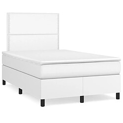 Maison Chic Lit adulte- Lit + matelas,Sommier à lattes de lit avec matelas blanc 120x190cm similicuir -GKD10967