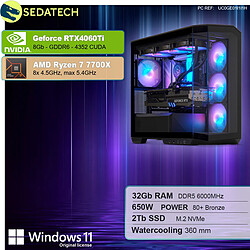 Sedatech PC Gamer V360 • AMD Ryzen 7 7700X • RTX4060Ti • 32Go DDR5 • 2To SSD M.2 • Windows 11