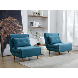 Vente-Unique Fauteuil convertible en tissu bleu URIBIA 