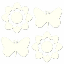 Fine Décor Wallpops Lot de 4 stickers muraux en forme de papillon/fleur pour chambre de bébé Blanc ivoire 