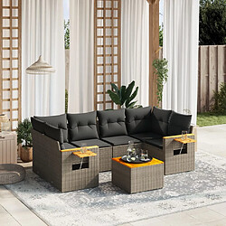 vidaXL Salon de jardin avec coussins 7 pcs gris résine tressée 