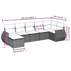 vidaXL Salon de jardin avec coussins 7 pcs gris clair résine tressée pas cher