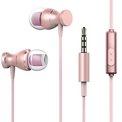 Wewoo Ecouteurs Casque Sport 3.5mm Jack Sweatproof Stéréo Forte Musique Magnets avec Micro pour iPhone Samsung (Or Rose) 