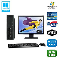 Lot PC HP Elite 8100 SFF Intel Core i5 3.2GHz 16Go 750Go Graveur WIFI W7 + 22 · Occasion 