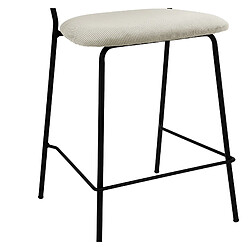 Moloo CLARA-Tabouret de bar en tissu cotelé Lin et métal noir mat (x2) pas cher