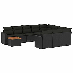 Maison Chic Salon de jardin 11 pcs avec coussins, Ensemble Tables et chaises d'extérieur noir résine tressée -GKD531279