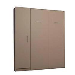 Inside 75 Composition armoire lit escamotable SMART-V2 Taupe mat Couchage 160 x 200 cm colonne armoire