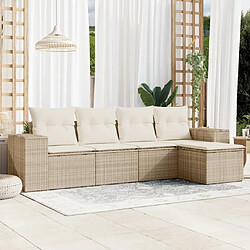 vidaXL Salon de jardin avec coussins 5 pcs beige résine tressée 