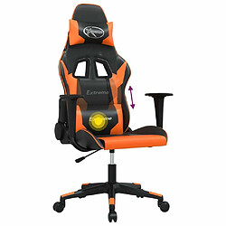 Maison Chic Chaise de jeu, Chaise gaming de massage, Fauteuil gamer d'ordinateur,Chaise de Bureau Noir et orange Similicuir -GKD97350 pas cher