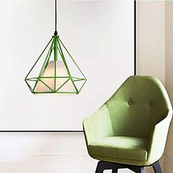 Stoex Suspension luminaire Lustre Abat-jour Industrielle forme Diamant E27 Vert pour Cuisine Salle à manger Salon Chambre Restaurant