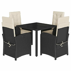 Maison Chic Ensemble à manger d'extérieur 5 pcs avec coussins,Salon de jardin,Mobilier de jardin Noir Résine tressée -GKD236442