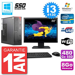 PC Fujitsu Esprimo E520 Ecran 22" i3-4130 RAM 8Go SSD 480Go Graveur DVD Wifi W7 · Occasion 