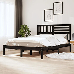 vidaXL Cadre de lit sans matelas noir 150x200 cm bois de pin massif 