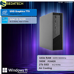 Sedatech Mini-PC Pro • Intel i3-14100 • 32Go DDR5 • 2To SSD M.2 • DVD-RW • Windows 11