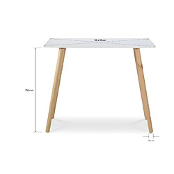 Homestyle4U Console moderne avec plateau blanc et pieds en pin naturel