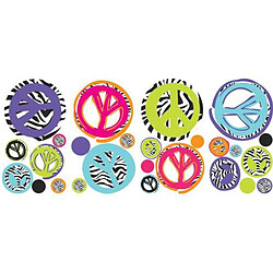 Thedecofactory PEACE AND LOVE - Stickers repositionnables signe Peace and Love motifs zèbres